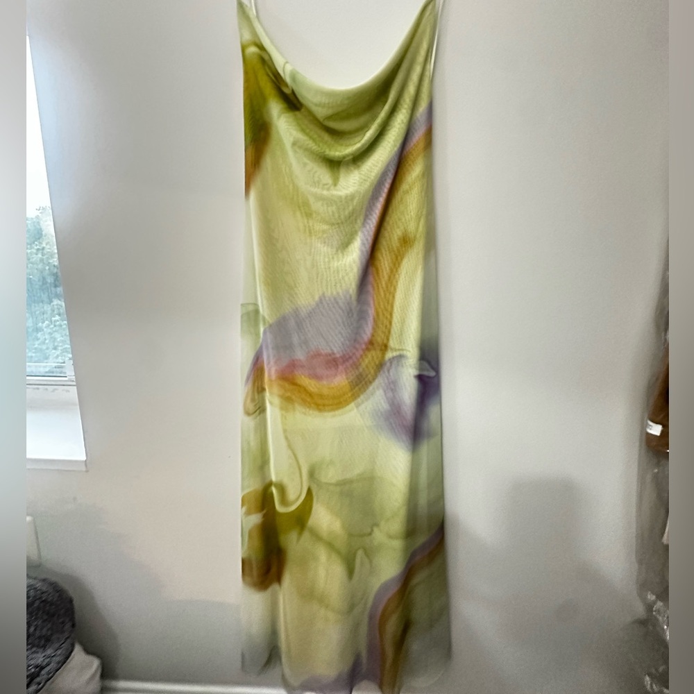 Silky Abstract Print Slip Maxi Dress – Summer Wedding Guest / Vacation